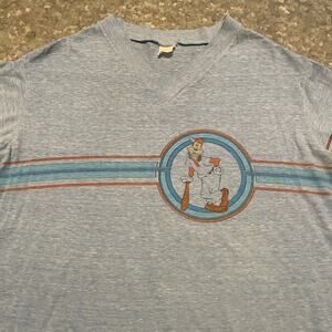 Vintage Goofy Baseball 44 Single Stitch V Neck Shirt Mens Large 90s Disney Thin